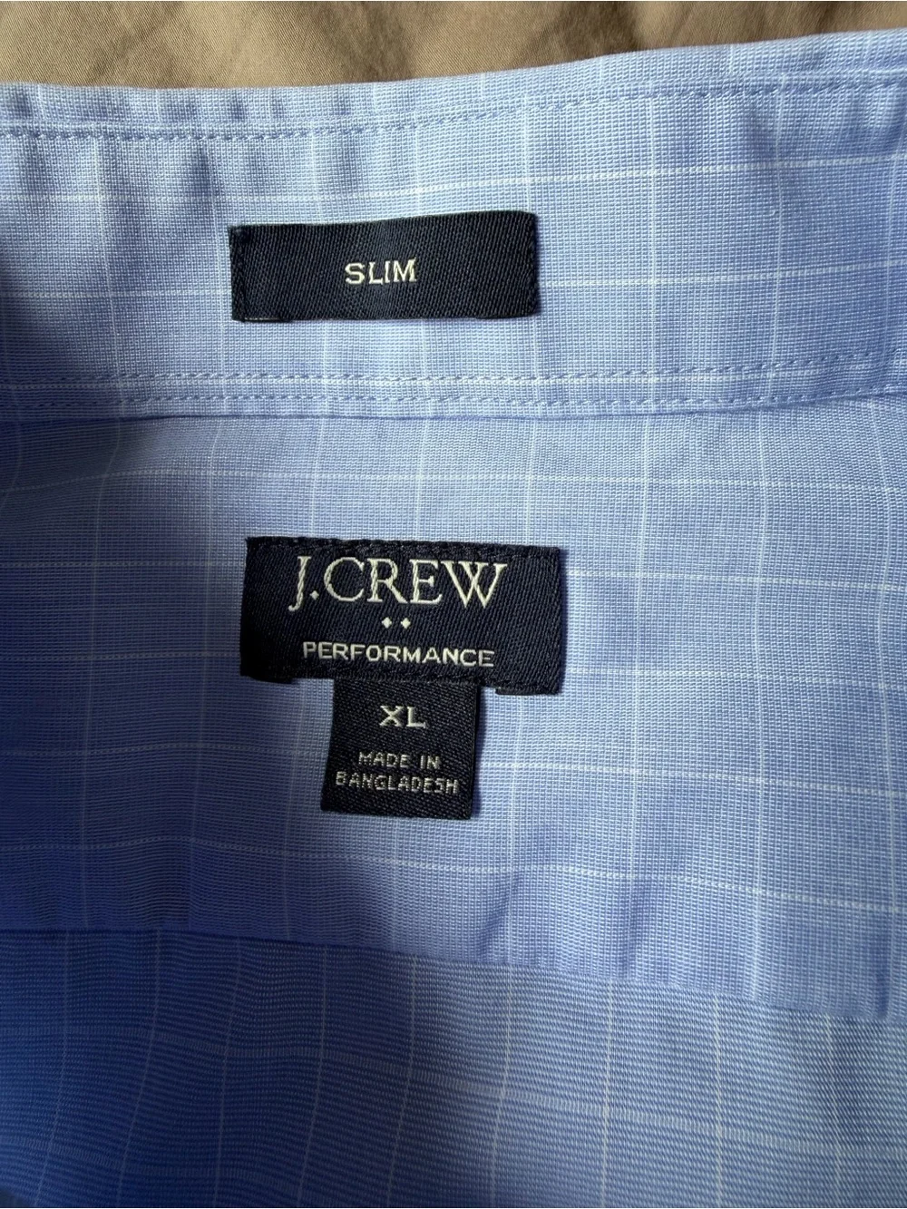 J Crew Mens Blue Checkered Slim Performance Long Sleeve Button Up Shirt Size XL